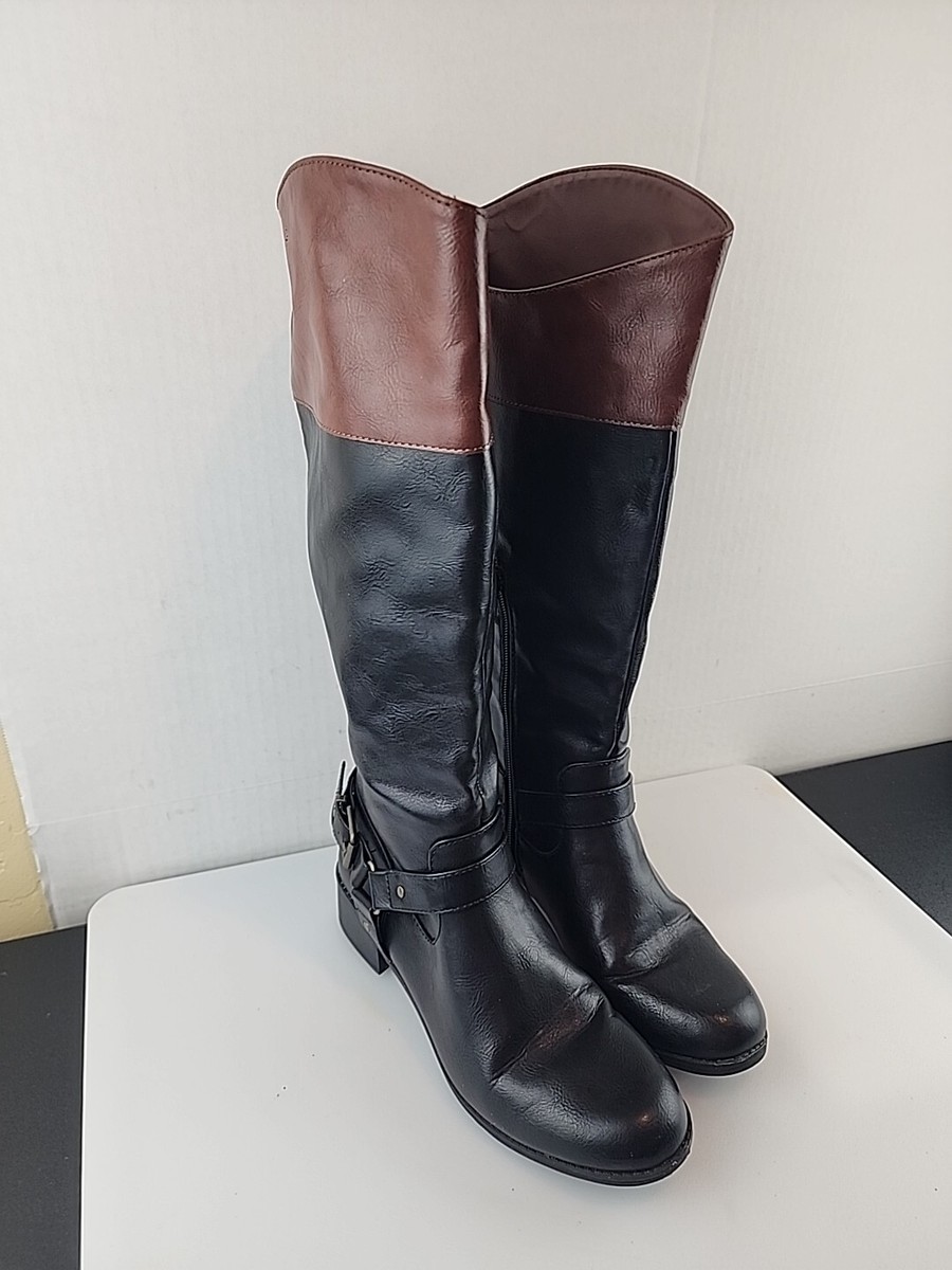 Women s 6.5 M Mid Calf Boots Rampage Black Brown WF0163 eBay
