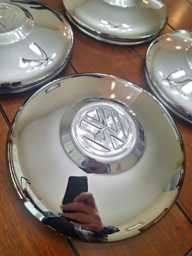 66 67 1967 1966 Vintage Vw Volkswagen Bug Stock Hub caps Squareback No Clip Set - Picture 2 of 6