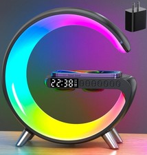 Table Lamp, 4-in-1 Wireless Charger, Night Light, Alarm Clock, Bluetooth Spea...