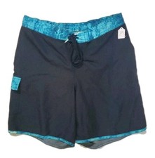 Lands' End Swimming Trunk Shorts Men M 32-34 Blue Mesh Lined