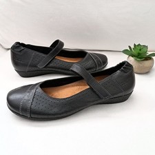 TAOS Step It Up Mary Jane Flats in Black Leather Shoe Women's 37 6-6.5 Comfort