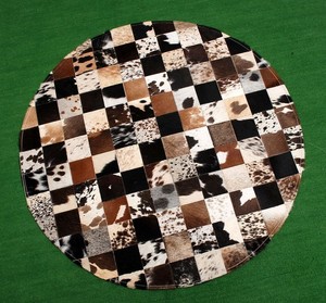 Cowhide Round Patchwork Carpet Handmade Cowhide Carpet (36"x36") Home Décor 362