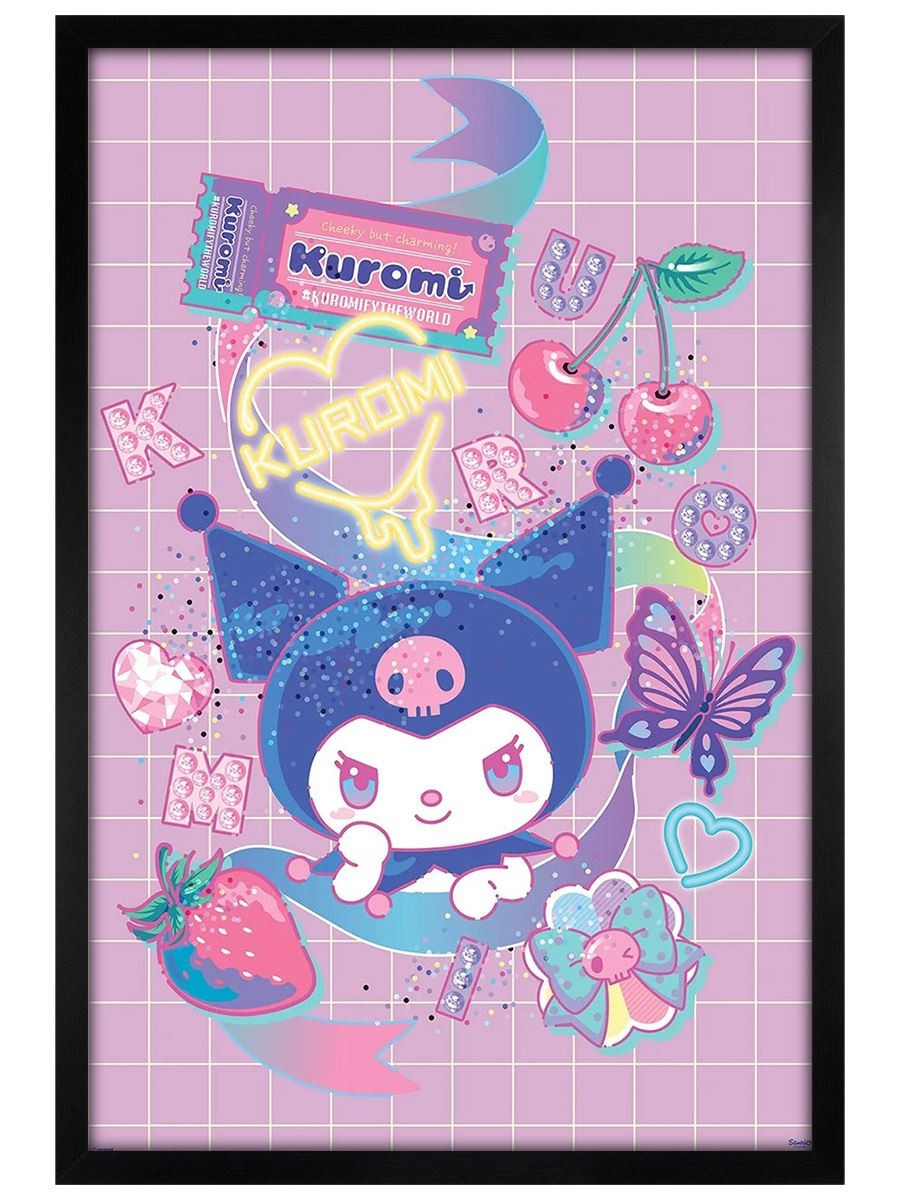 Sanrio Kuromi Mood Maxi Poster - Black Wooden Framed