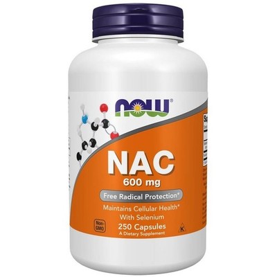 NOW NAC N-Acetyl Cysteine 600 mg Nahrungsergänzungsmittel - 250 Kapseln