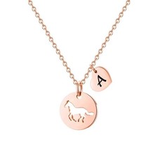 Horse Necklace for Girls Horse Gifts - Heart Initial Necklace Circle Hollow Pend