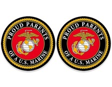 2-Pack: Round Proud Parents Plural of A US Marine Sticker dad mom Vinyl De...