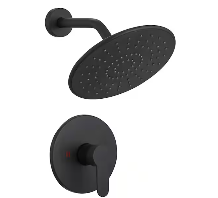 BWE Single Handle Round Shower Faucet Set 2.5GPM W/High Pressure Matte Black