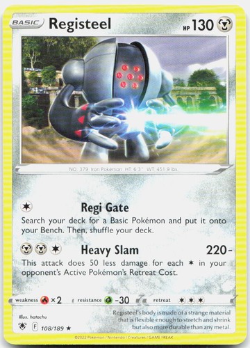 Registeel 108/189 Rare Astral Radiance Pokemon Lightly Played