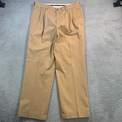 Brooks Brothers Thompson Advantage Chino Mens 36x29 Pleated Cotton Khaki Pants