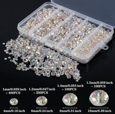 800Pcs 4/6/8/10mm Crystal Glass Beads Silver Champagne for Jewelry Making
