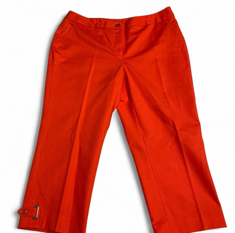 NWT Rafaella Curvy Capri Pants Womens Sz 12 Poppy Orange/Red (W920)