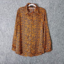 Prettylittlething Shirt 6 Tunic Button Collared Cheetah Leopard Satin Mob Wife