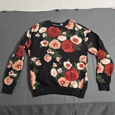 H&M Divided Medium Black Sweatshirt Floral AOP