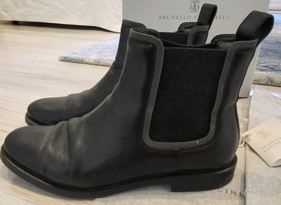 Brunello Cucinelli Women s Leather Chelsea Boots Black- Size 38-$1595