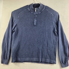 Tommy Bahama Men's XXL Navy Blue Half Zip Sweater Cotton 473