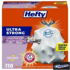  Hefty Ultra Strong Tall Kitchen Trash Bags - 13gal/110ct