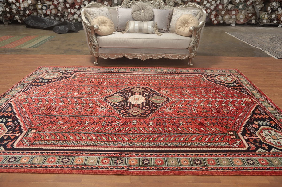 Handmade Tribal Afghan Rug 8x11 Ft Vegetable Dye Red Oriental