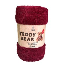 Teddy Bear Super Soft Throw Red King Size 220CM-220CM Brand New In Packaging