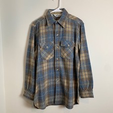 Woolrich Vintage Long Sleeve Wool Plaid Flannel Shirt Jacket Men M