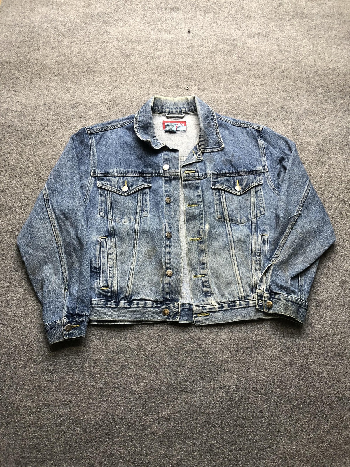 Denim Jacket Mens XL Blue Button Front Jean Trucker Bomber Lined Pockets-image