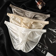 5pcs Low Rise Men Briefs with Breathable Fabric Bulge Pouch Satin Style Panties