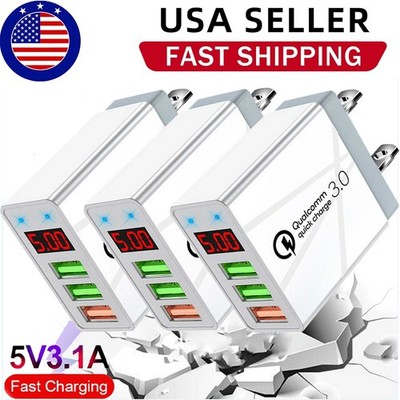 3PACK 3 Port QC 3.0 Quick Charge USB Hub Fast Wall Charger Power Adapter US Plug