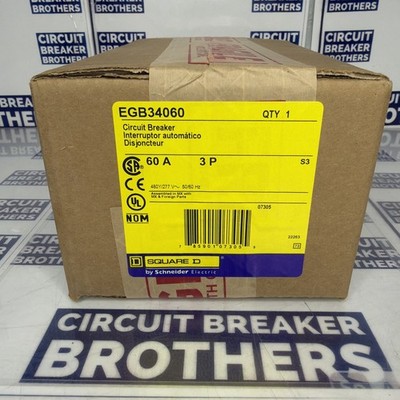 Square D EGB34060 60 Amp 480/277V 3 Pole Circuit Breaker-Warranty (New In Box)
