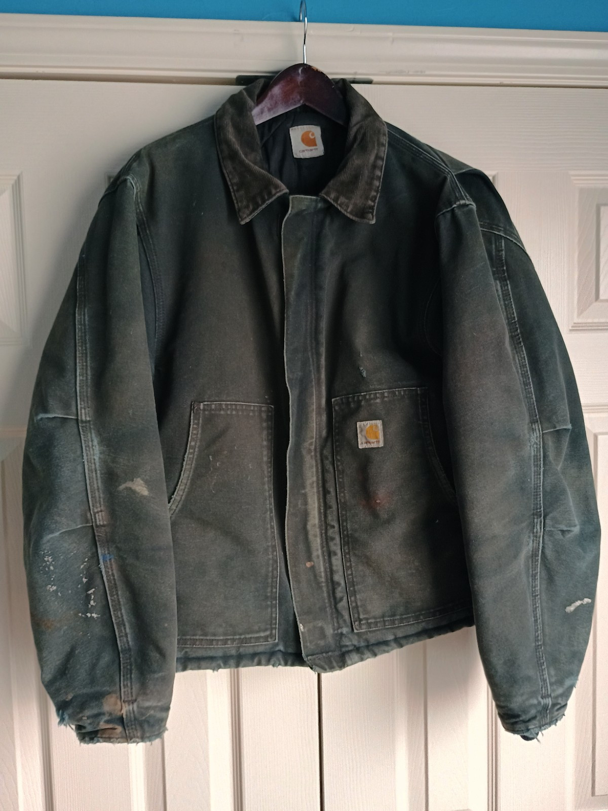 Vintage Carhartt J22 MOS Green Quilted Canvas Jacket Men's Size ~ Large READ