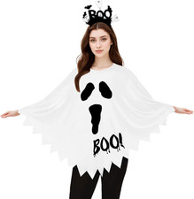 2Pcs Halloween Costumes Woman Pumpkin Ghost Skeleton Halloween Poncho for Women
