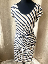 MNG By Mango Stripe Soft Jersey Knit Slip Dress Short Sleeve Size Large