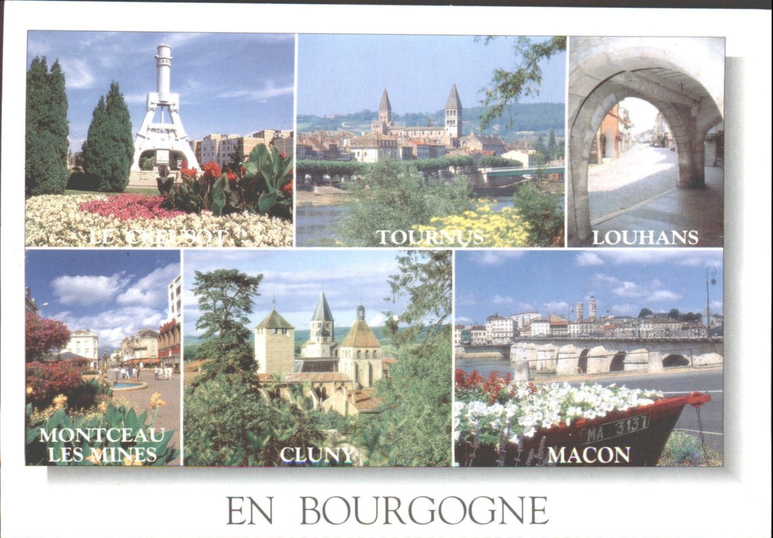Burgundy France Postcard: Le Creusot, Tournus, Louhans, Montceau, Cluny, Macon