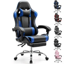 Ergonomic Racing Gaming Chair Adjustable PU Leather with Headrest and Lumbar