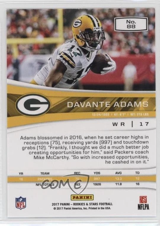 2017 Panini Rookies & Stars Davante Adams #88 - Image 2 of 2
