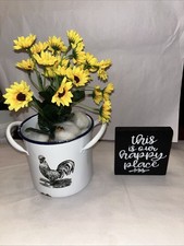 Farmhouse Metal Can With Rooster On Front W/s...