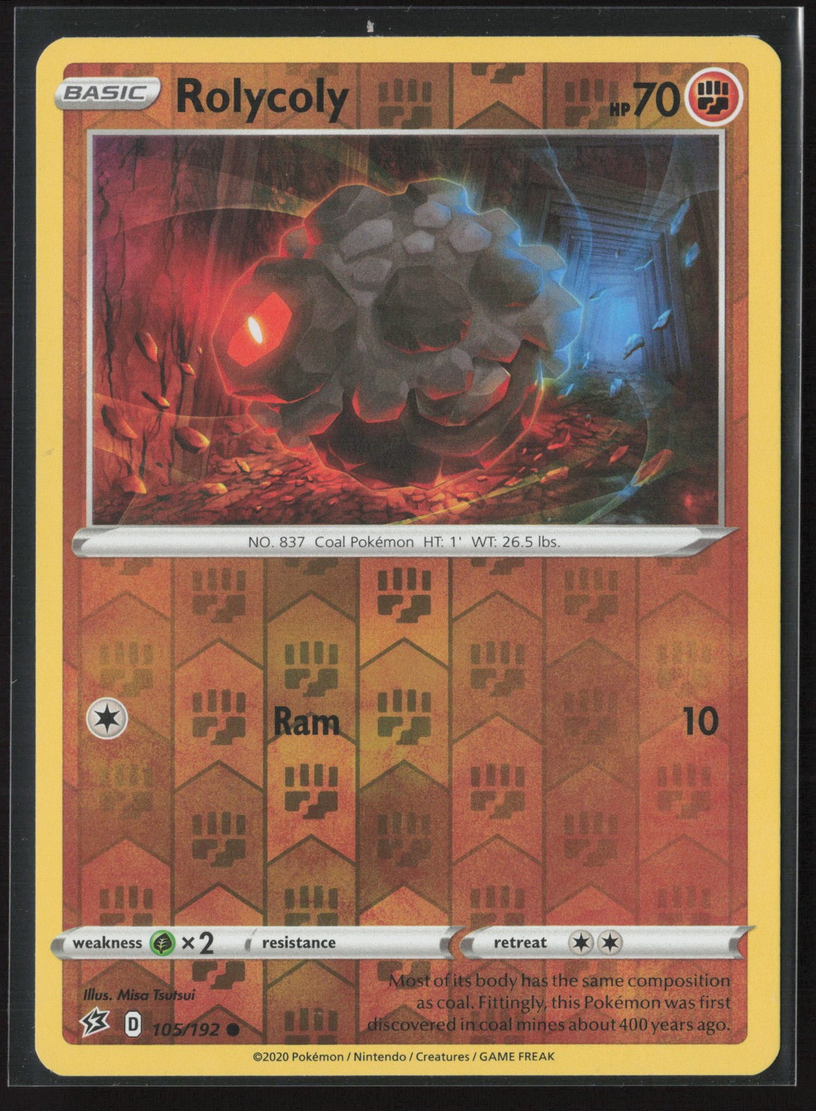 Rolycoly Common SWSH02: Rebel Clash 105/192 NM Pokemon Card Reverse Holo