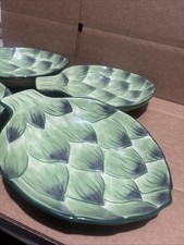 Clay Art Roma Stone Artichoke Dish Hand Painted Kitchen/home Decor Vtg - READ