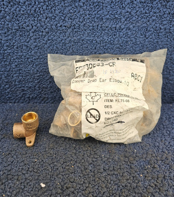 (QTY 23) Cello Products NL75-08: 1/2'' CxC 90-Degree Drop Ear Elbow - No-Lead
