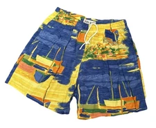 VTG JAMS WORLD-Womens L Shorts Low Tide Drawstring Elastic Waist Pockets USA GUC