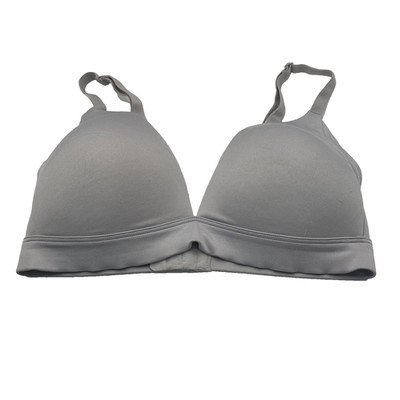Auden Bra Womens 34D Gray Lightly Lined Wireless T Shirt Front Close Seamless