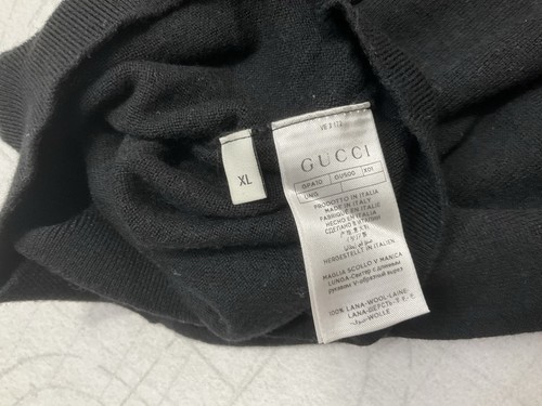 Gucci Men's Black Wool V Neck Sweater With Hysteria Crest Logo Size XL - Picture 7 of 9
