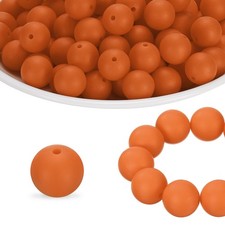 40Pcs Silicone Beads 15mm Silicone Beads Bulk for Pens Loose Round Dark Orange