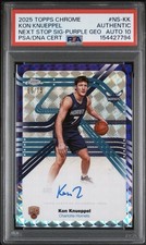 2025/26 Topps Chrome Kon Knueppel Next Stop Purple Geo /75 PSA 10 Auto