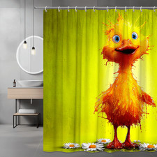 Duck Shower Curtain Yellow Orange Graphic Print
