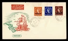 DR WHO 1953 BRITISH MOROCCO FDC QEII TANGIER OVPT COMBO M81832