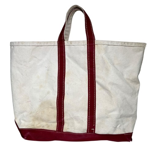 L.L. vintage anni 80 Borsa Bean Boat E Tote Bag Rosso E Bianco Fuori Produzione Extra Large - Foto 3 di 21