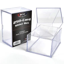 10 BCW Clear Slider Card Boxes Each Hold 250 Baseball Basketball Gaming Storage