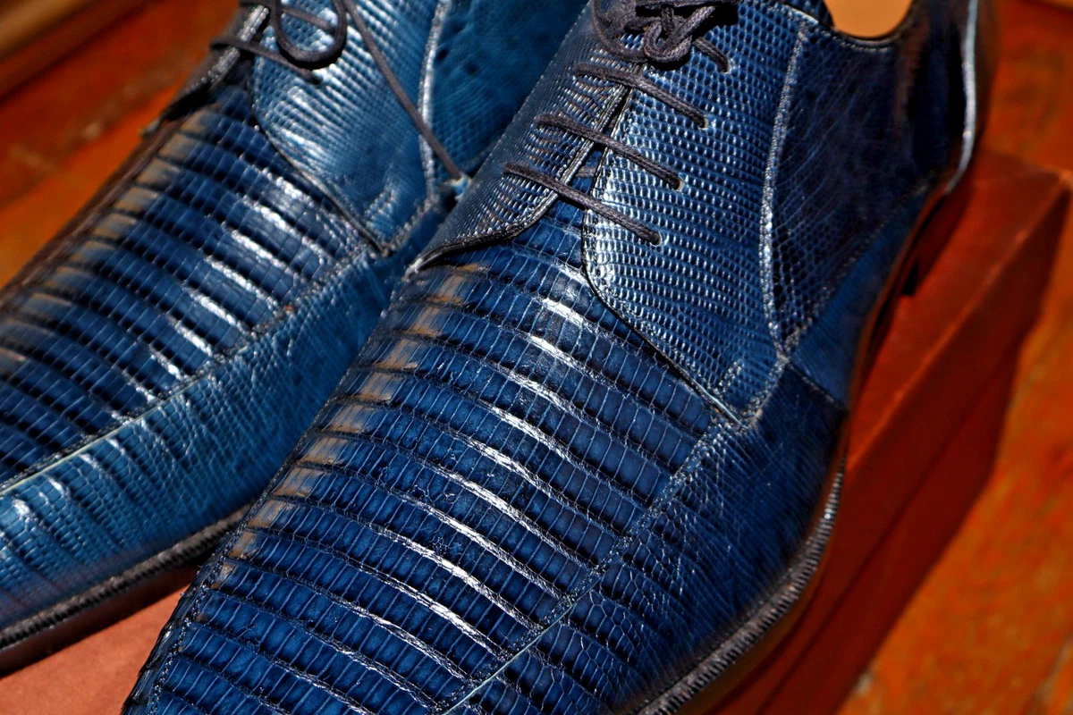 Mezlan Custom Irabu Loafers Men\'s Size 10 Navy Blue Lizard Leather Dress Shoes Mezlan M Blue Dress Shoes for Men for sale | eBay main image 3