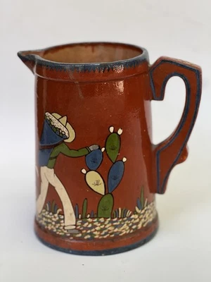 Vintage 1940 Mexican brown Tlaquepaque pitcher 7 3/4" tall - Image 1 of 4