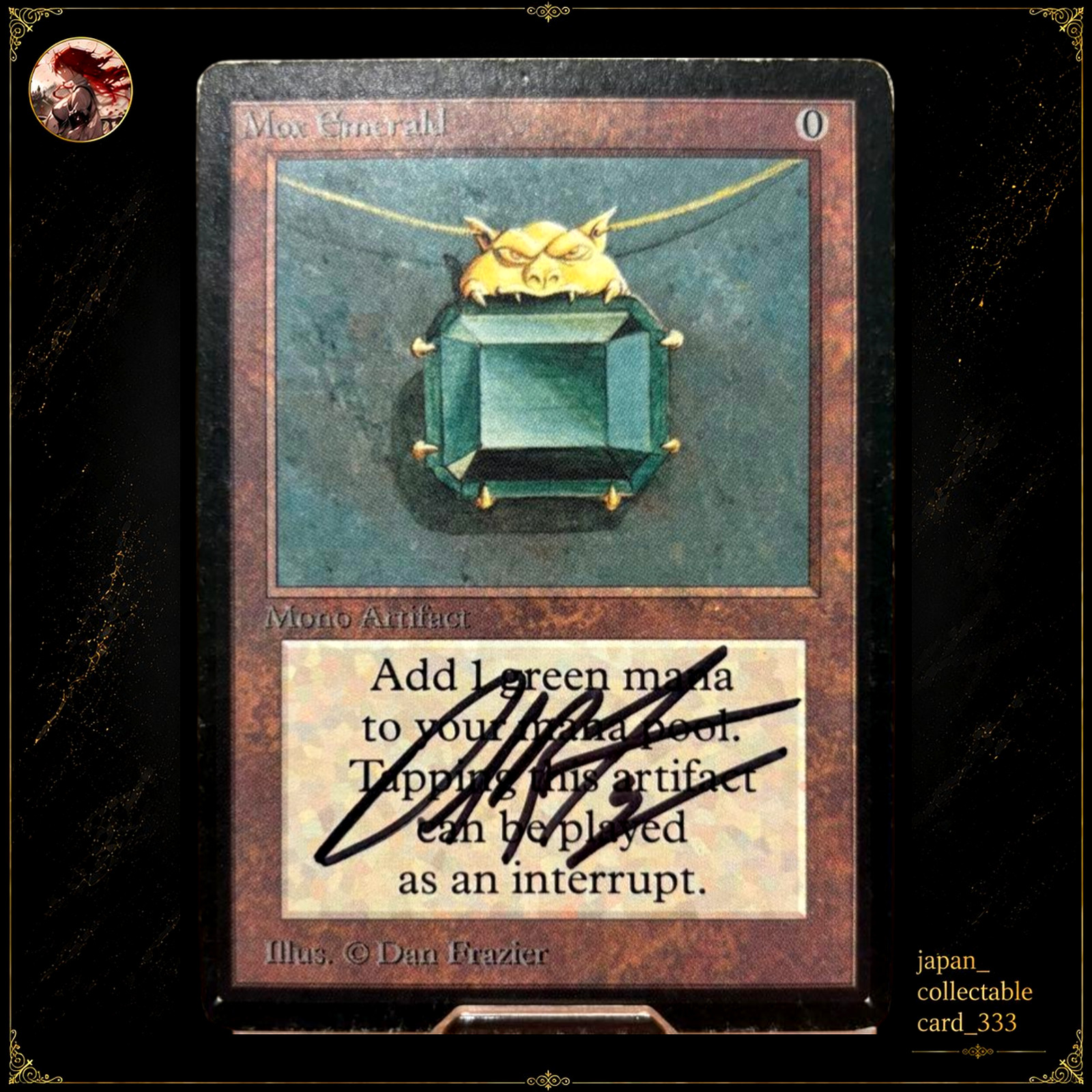 Signed Beta Mox Emerald (1993) Magic the Gathering MTG HP