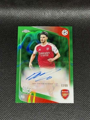 Declan Rice 2025-26 Topps Chrome UEFA #CR-DR Green Lava Auto /99 Arsenal